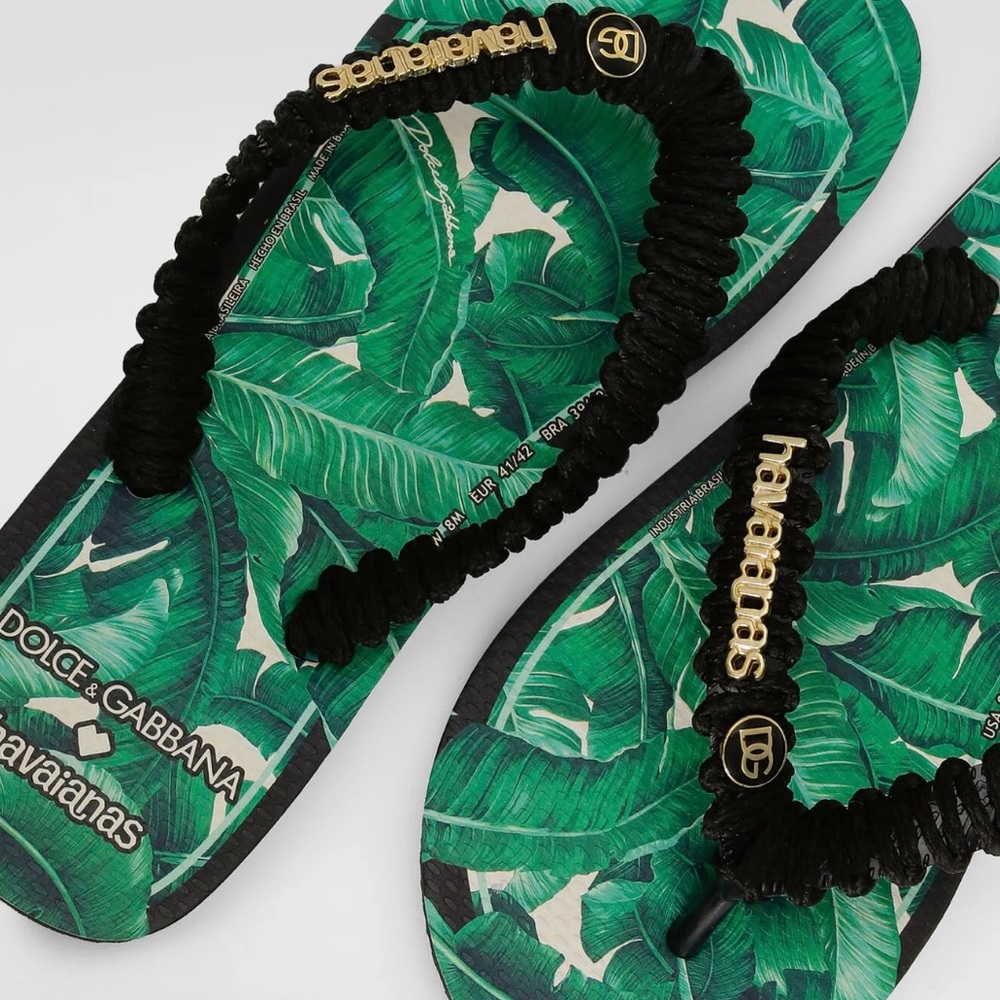 (Final price) Dolce & Gabbana Havaianas Banano Green Flip Flops 7/8 NWB